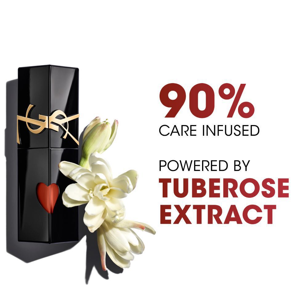 YSL The Inks Vinyl Cream lip stain with 90% care-infused formula featuring tuberose extract for hydration