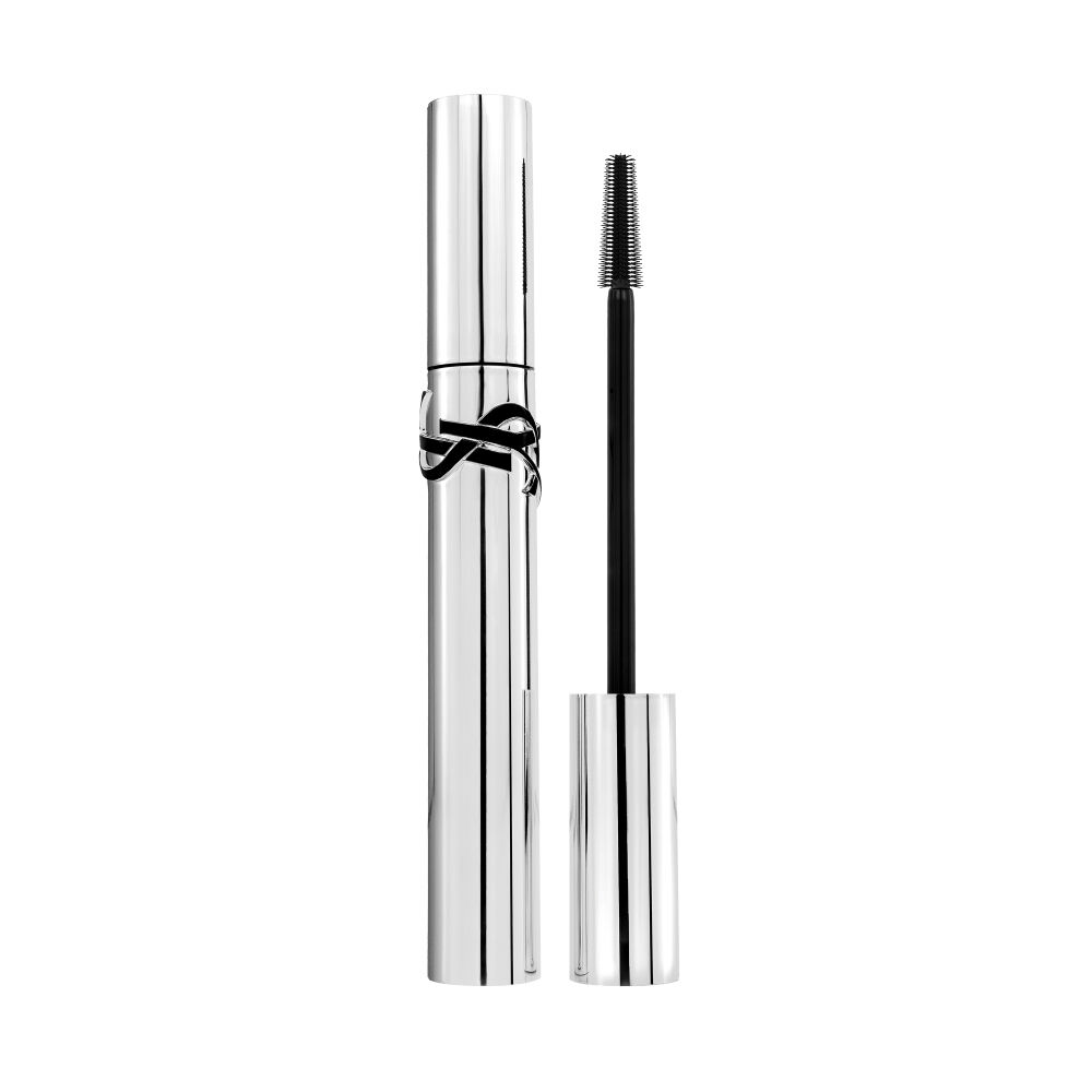 YSL Lash Latex Mascara silver tube with black logo and open wand.