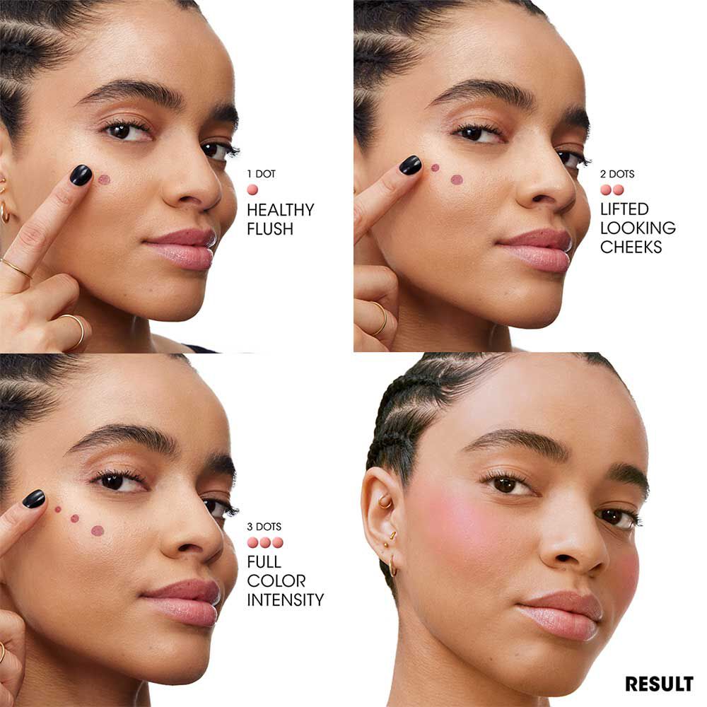 Step-by-step application of YSL Make Me Blush Liquid Blush – from a soft flush to a bold color intensity