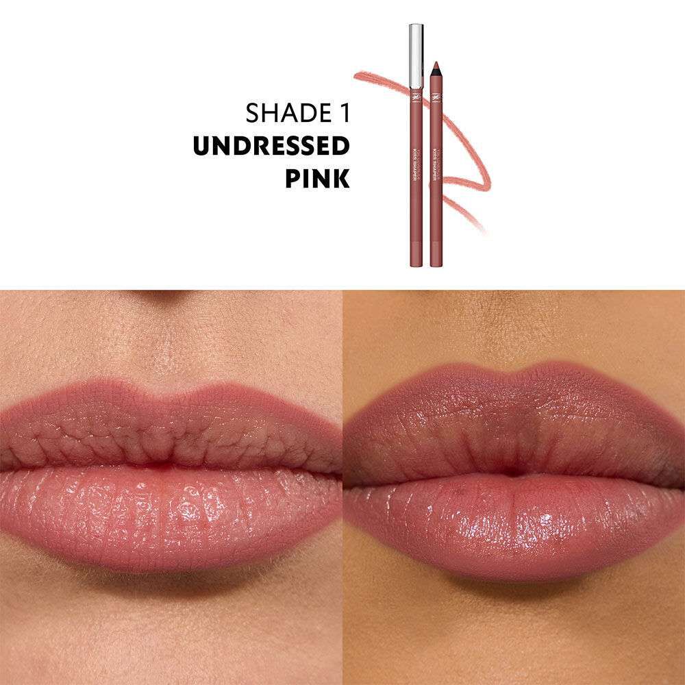 Close-up lips wearing YSL LOVENUDE KISS SHAPER nude shade.