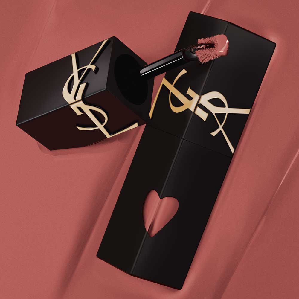 YSL The Inks Blur matte lipstick on a soft matte background