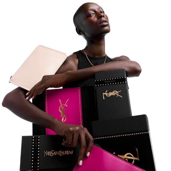 YSL model with various gift box