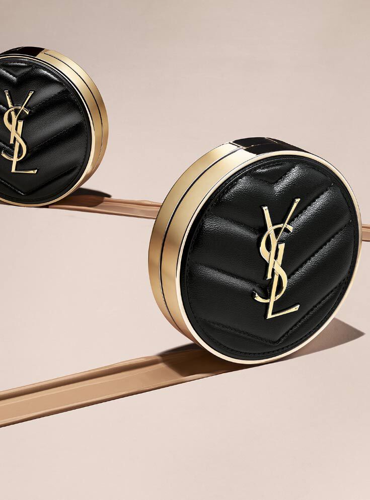 YSL Le Cushion Encre de Peau cushion foundation highlighting its weightless texture and flawless coverage